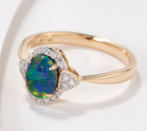 Vault Opal Triplet and 1/8 cttw Diamond Ring, 14K Gold, Size 7 - 3.3g